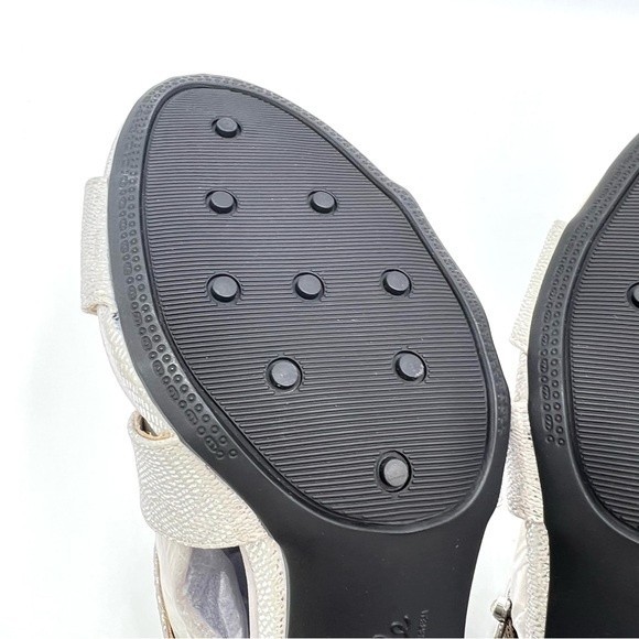 6.5W 6.5 W WIDE WIDE LifeStride Carlyle Textured Silver Block Heels Sandal Shoes - Picture 10 of 14